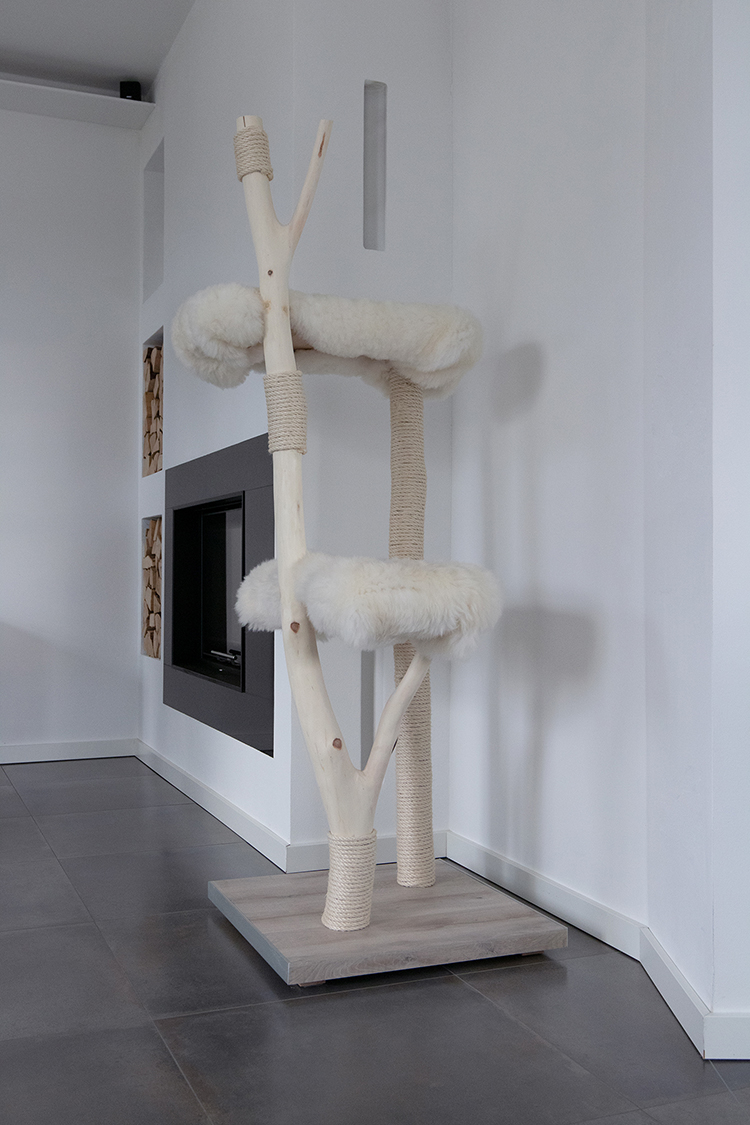 Naturkratzbaum Porto aus Ulmenholz mit zwei Liegeflächen – MENOW interior