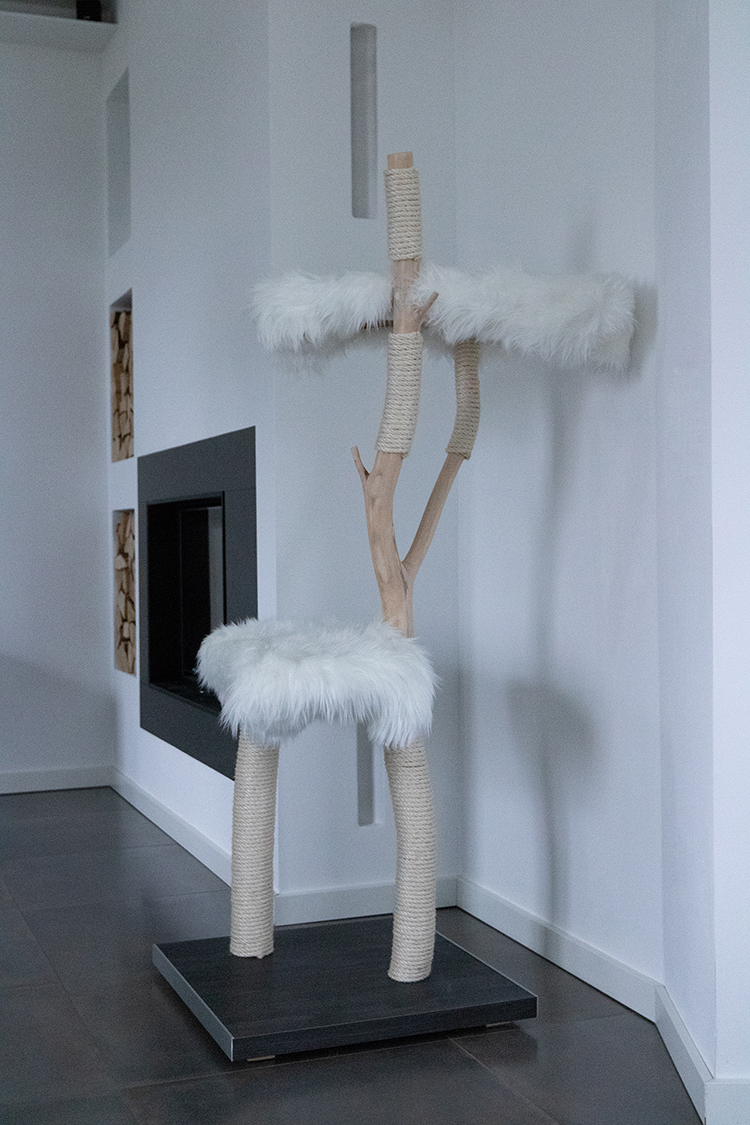 Naturkratzbaum Denver aus Buchenholz mit zwei Liegeflächen – MENOW interior