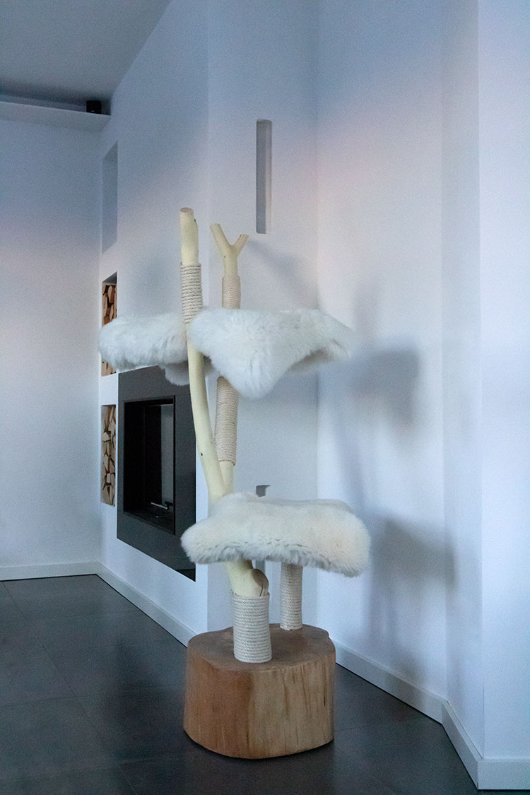 Naturkratzbaum Edinburgh aus Eschenholz mit zwei Liegeflächen – MENOW interior