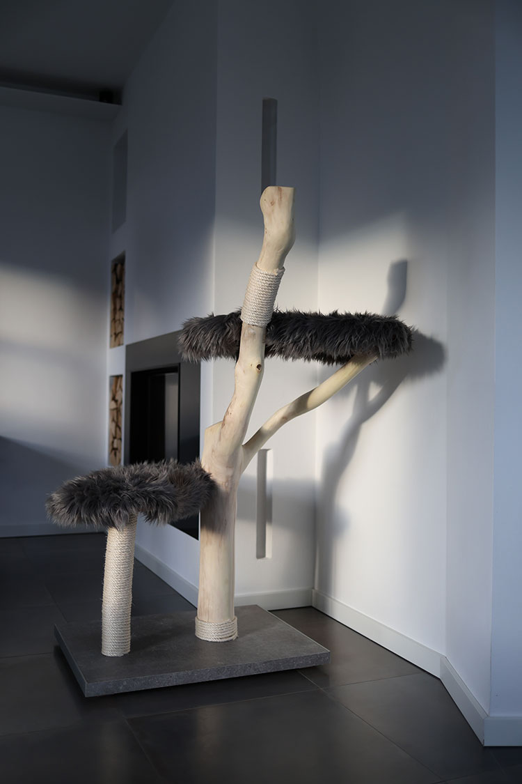 Naturkratzbaum Lugano aus Eschenholz mit zwei Liegeflächen - MENOW interior